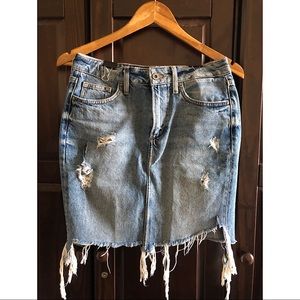 Distressed Denim Skirt, Size 6